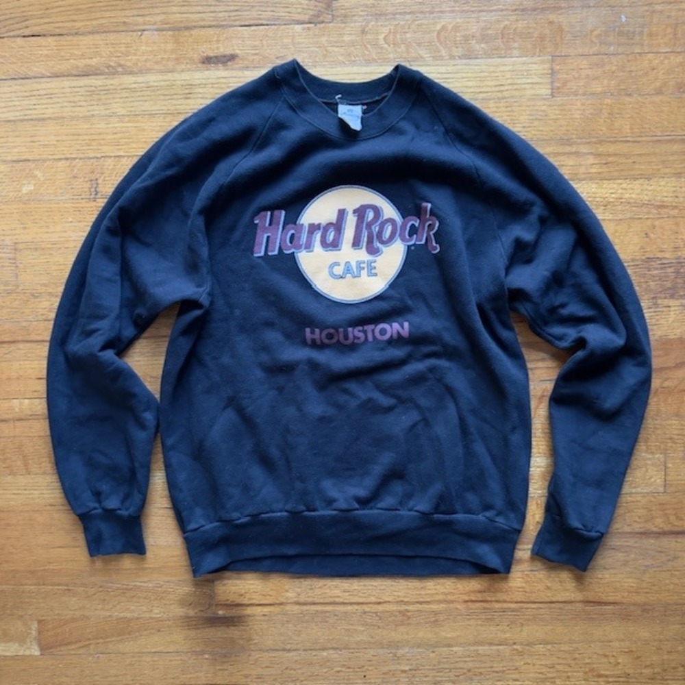 Hard Rock Cafe Houston Texas Sweatshirt Crew Neck‎ Graphic Top Vintage Large